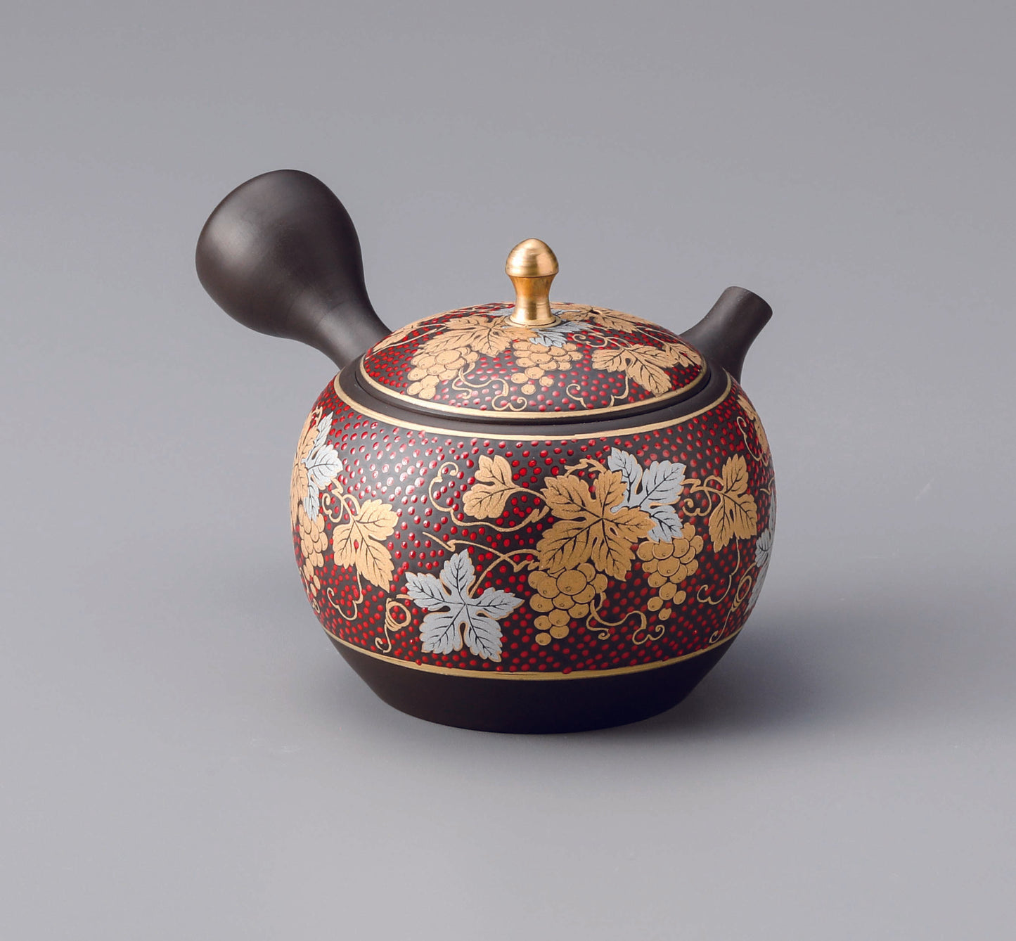 常滑焼急須 玉光赤粒山葡萄 Y-67