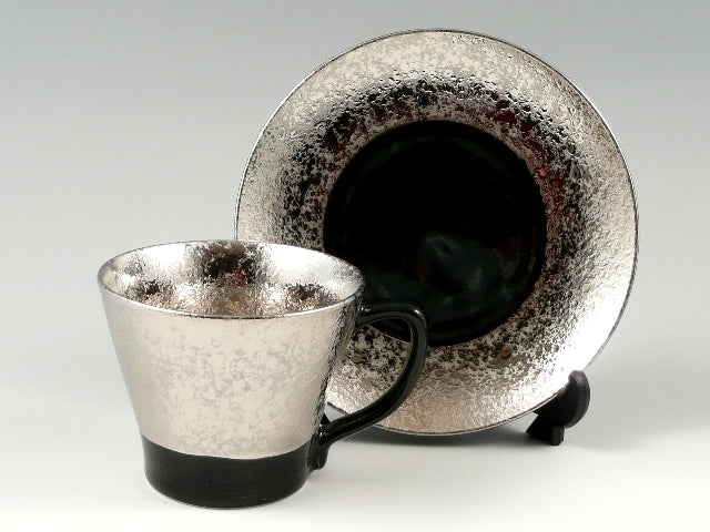 プラチナ濃黒釉掛分 コーヒーカップ
