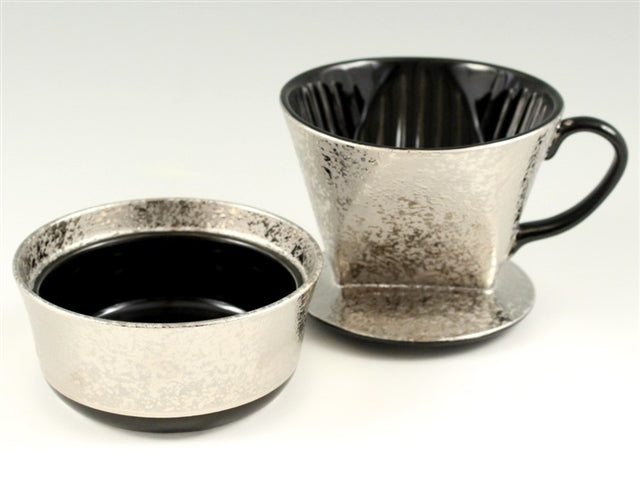 プラチナ濃黒釉掛分 コーヒードリッパー(1~2人用)スタンド付