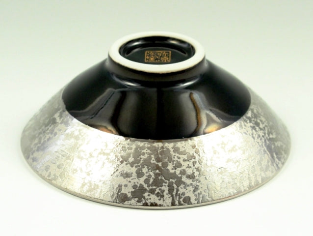 プラチナ濃黒釉掛分 反小鉢